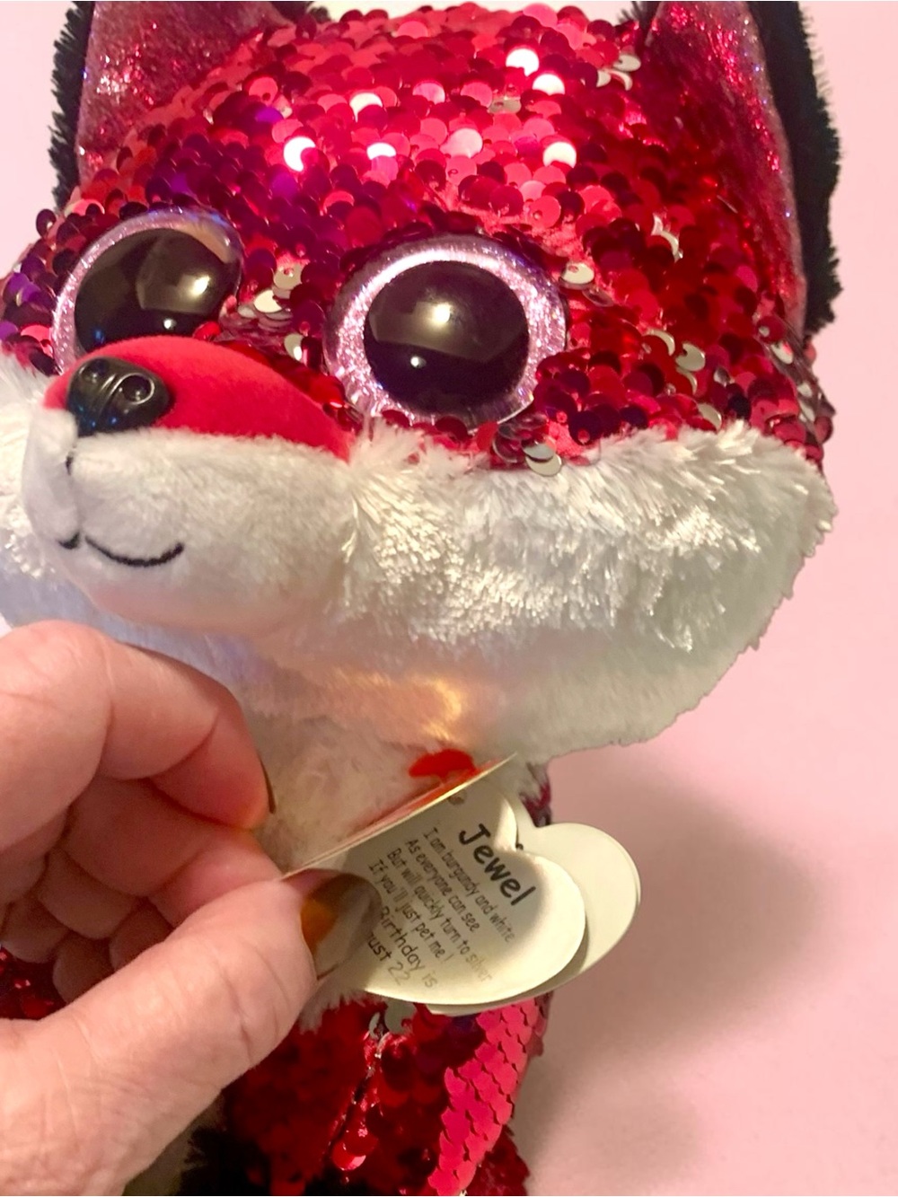 Ty Sequin Fox Plush in Red, White & Black - Picture 3 of 3